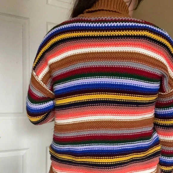Asos Striped Rainbow Turtleneck Sweater - Picture 3 of 3